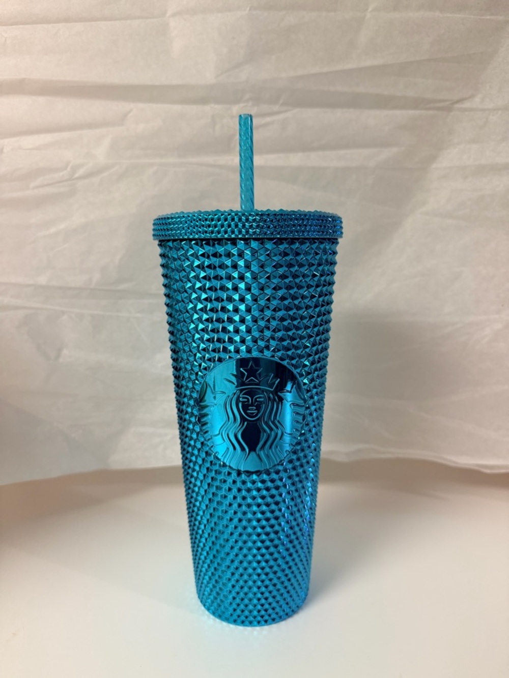 Starbucks Teal Blue Bling Studded 24 oz Tumbler with Straw